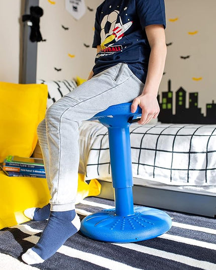 Studico ActiveChairs Adjustable Wobble Chair, Flexible Classroom Seating improves Focus, Posture & Helps ADHD/ADD. Classroom Stools, Active Wobble Chairs, Adjusts from 16.65" to 23.75" Ages 13-18 Blue