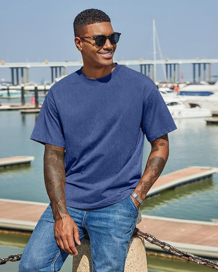 COOFANDY Men's Cotton T-Shirts Oversized Shirt Short Sleeves Streetwear Loose Fit Summer Tee Tops Washed Basic Unisex Shirts