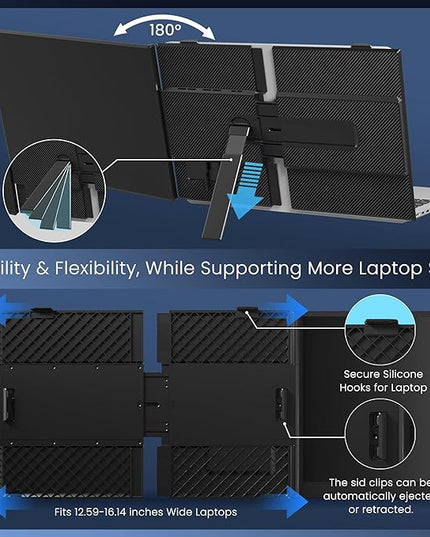 Laptop Screen Extender, Ultra-Thin 15.3" FHD 1200P 16:10 Portable Monitor for Laptop, Lightweight Dual Monitor Extender Plug & Play for 14"-17.3" Laptops, Compatible with Wins/Mac/Chrome/Linux