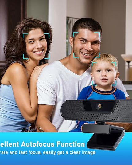 4K Webcam, Computer Camera with 4 Noise-canceling Microphones for Computer/Laptop/Mac, Privacy Cover and Tripod, Work with Video Conference, Live Streaming, Gaming, Video Calls, Zoom