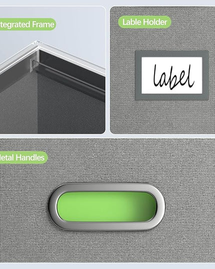 File Organizer Box - File Boxes for Hanging Files with Lid Set of 2 Decorative Hanging Folders Letter Size Organizer with One-Piece Plastic Frame Slides (Grey, 13.2 * 10.1 * 10.1in(2Pack))