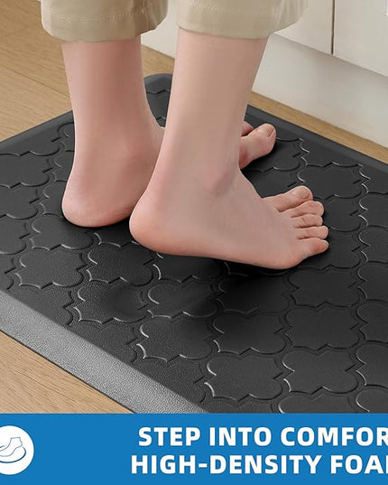 Kitchen Mats for Floor 2 Piece - Anti Fatigue Mats for Kitchen Floor - Non Slip Cushioned Rugs for Standing, Office, Sink, Laundry, Black