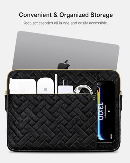 Lacdo Laptop Sleeve Case for 16 inch New MacBook Pro M4/M3/M2/M1 Pro/Max A3403 A3186 A2991 A2780 A2485 2024-2019 | 15" Surface Laptop 7th Copilot+PC/Surface Laptops 6 5 4 Computer Bag, Elegant Black