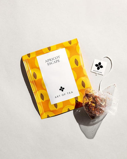 Art of Tea | Apricot Escape - Caffeine Free | 50 Eco Friendly Pyramid Tea Bag Sachets