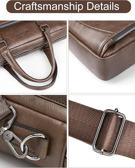 Brown Leather Laptop Bag for Men Stylish Mens Messenger Bag Durable Work Bag Practical Shoulder Bag Spacious Computer Briefcase