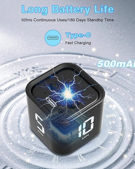 Cube Pomodoro Timer, Desk Productivity Timer 5/10/30/60 Minutes & Custom Countdown, Adjustable & Silent Visual Timer, ADHD Tool Flip Rotating Portable Multi Timers for Study Task Work Kitchen School