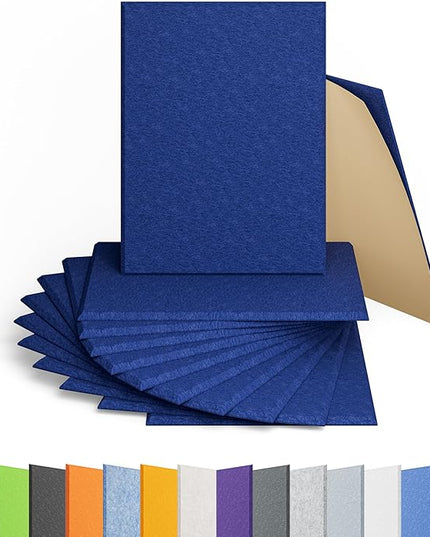 12 Pack Acoustic Panels Self Adhesive Sound Proof Foam, High Density Sound Acoustic Panel, 16X12X0.4 Inch 4:3 Rectangle Panels in Home, Office, Reccording Room, Studio, more(Telecom Blue)