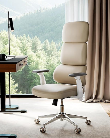 EUREKA ERGONOMIC Remi High Back Office Chair, PU Leather Office Chair with Wheels, Leather Desk Chair, Executive Office Chair Comfy for Home & Office, Beige