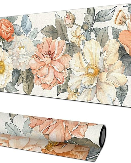 Floral XL Mouse Pad 31.5 x 11.8 Inch Gaming Mousepad Diatomite Large Keyboard Mouse Pad for Home and Office Desk Accessories with Elegant Botanical Bloom Artwork
