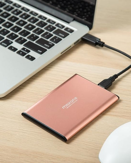 Maxone 320GB Ultra Slim Portable External Hard Drive HDD USB 3.0 Compatible with PC, Laptop, Rose Pink