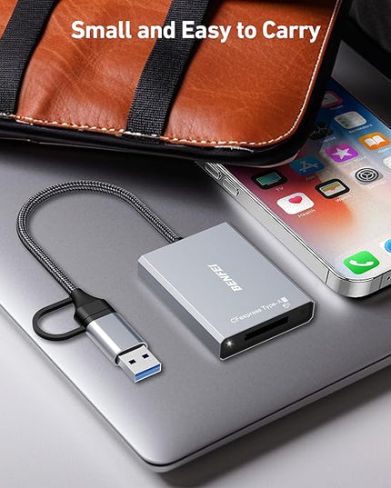 BENFEI CFexpress Type A Card Reader with USB 3.2 (Gen 2) 10Gbps, USB-C&USB-A 2-in-1 Type A CFexpress Adapter, Compatible with Windows/Mac/Linux/Android