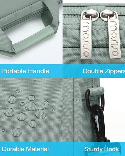 MOSISO Laptop Shoulder Bag 15.6 inch, 15-15.6 inch Computer Bag Compatible with MacBook Pro 16 inch, HP, Dell, Lenovo, Notebook with 2 Raised&1 Flapover&1 Horizontal Pocket&Handle&Belt, Antique Green