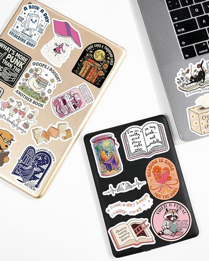 300 PCS Book Stickers for Kindle, Bookish Sticker Pack Reading Waterproof Vinyl Decals for Laptop, Ebook Readers, Water Bottle, Phone, Journal, Scrapbook, No Repeats (Glossy)