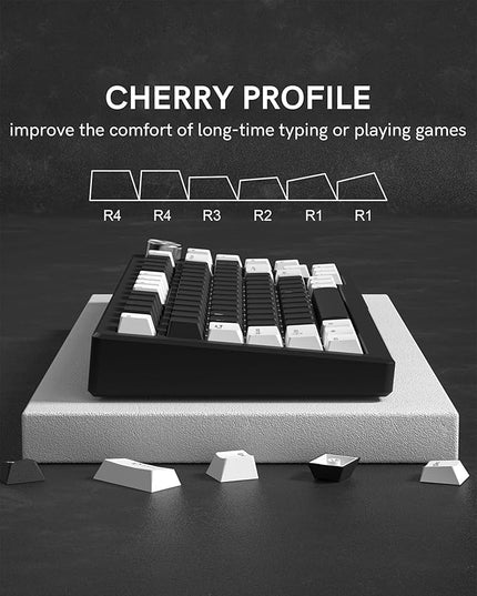 Womier Double Shot PBT Keycaps Set 138 Keys, Cherry Profile Custom Keycaps 60 65 75 100 Percent for 61/64/68/84/87/100/104/108 Retro Gaming Mechanical Keyboard, Black White