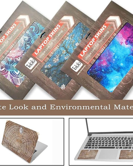 Laptop Skin Sticker Decal,12" 13" 13.3" 14" 15" 15.4" 15.6 inch Laptop Vinyl Skin Sticker Cover Art Protector Notebook PC (2 Wrist Pad Skin Included), Decorative Waterproof Removable, Wood Art
