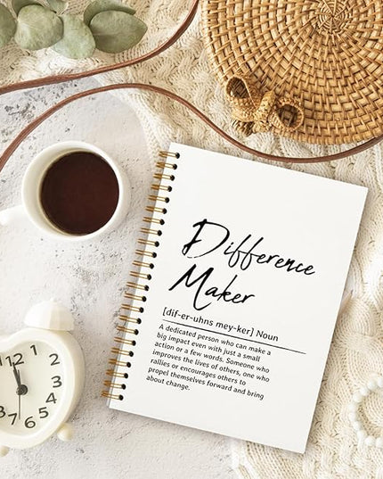 OXW Difference Maker Appreciation Gift, Meeting Notebook for Work, Thank You Gifts for Leader Mentor Manager Boss, Office Supplies Social Worker Notebook, White Hardcover Spiral Notebook 5.5 x 8.3