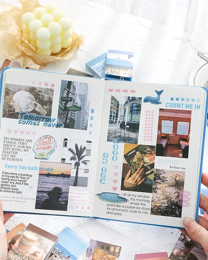 6 Sets 300 Pcs Washi Stickers Book for Journaling, Daily Scenery Life Stuff Travel Sricker Vintage Aesthetic Fashion Scrapbook Stickers Set for Bullet Journal Art Diary Craft Gifts Planner Notebook