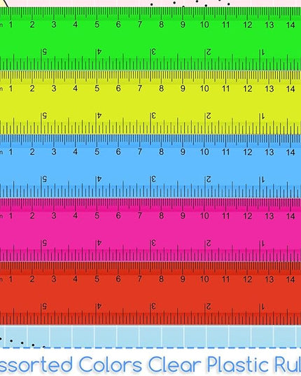 150 Pcs 6 Inch Rulers Bulk, Clear Plastic Assorted Color Metric Rulers with Inches Centimeters Millimeter, Flexible Small Straight Rulers, First Day of School Gift for Students