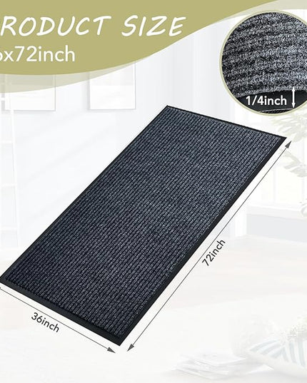 Front Door Mat,3'x6'Indoor Outdoor Door Mat,Heavy Duty Durable Welcome,Commercial Floor Mats Inside Outside Entrance, Waterproof All-Season, All-Weather Non Slip Backing Doormat for Entryway,Black
