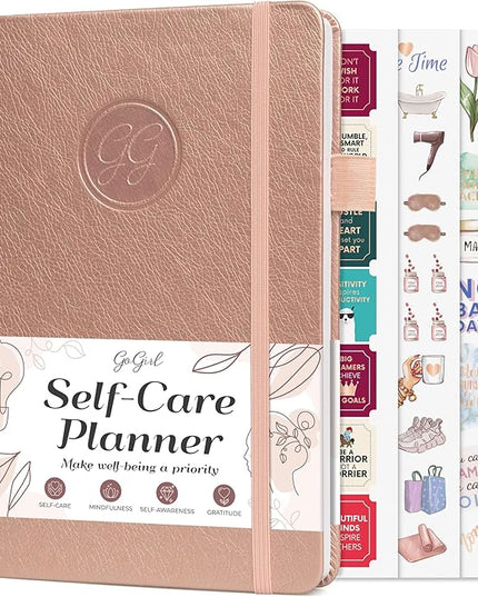 GoGirl Self-care Journal – Daily Mental Health Notebook with Mood & Wellness Trackers – Personal Development, Meditation & Reflection Journal for Women – Hardcover, Lasts 3 Months (Rose Gold)