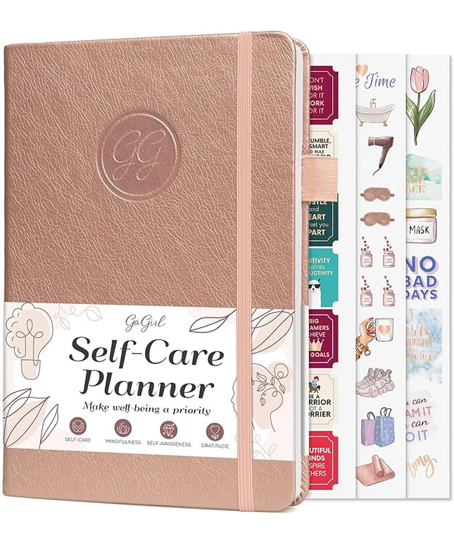 GoGirl Self-care Journal – Daily Mental Health Notebook with Mood & Wellness Trackers – Personal Development, Meditation & Reflection Journal for Women – Hardcover, Lasts 3 Months (Rose Gold)