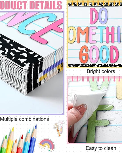 Honoson 24 Pcs Bulk Inspirational Privacy Folders for Students Cardboard Test Privacy Boards Motivational Words Desk Dividers Shield for Classroom School Study Supplies, 6 Styles(Composition)