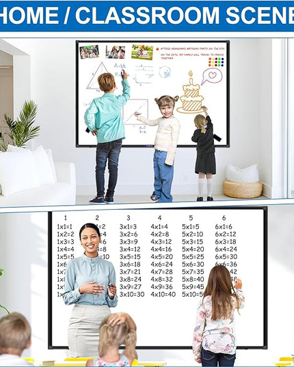 H-Qprobd Large Magnetic White Board Dry Erase Whiteboard with Black Aluminum Frame, 60"X40" Hanging White Boards for Wall with Long Pen Tray, Presentation Board for Office Classroom Home