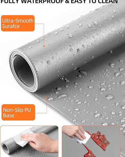 TopMade Mouse Pad with 15W Wireless Charging, XXL Large Leather Desk Mat, Waterproof Gaming Mousepad Home Office Desk Pad Protector, Computer Keyboard Pad, Mouse Mat for MacBook, PC, Laptop, Gray