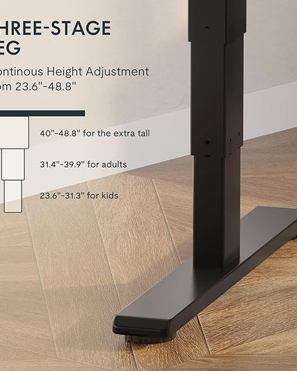 FlexiSpot E6 Solid Wood 3-Stage Dual Motor 71 x 30 Electric Standing Desk, Holds 220 lbs, Adjustable Height w/ Memory Presets, Butcher Block Rubberwood Desktop & Black Frame, Ships in 2 Boxes