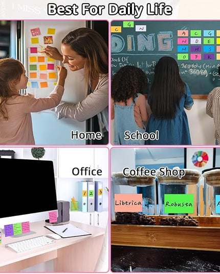 60 Pack Sticky Notes 1.5x2 in, Small Self Stick Note, 12 Color Mini Sticky Notes Pad Bulk, Assorted Bright Colors Paper Memo Pads for Office School Notebook Supplies, 75 Sheets/pad 4500 Sheets
