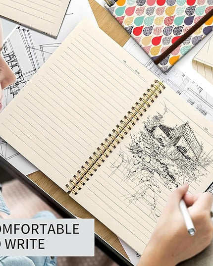 Spiral Journal Notebook, A5 Cute Notebooks for Women Men, College Ruled Hardcover Notebook for Work & Note Taking, 60 Pages Double-Wire Journals for Writing Water Drop Dots