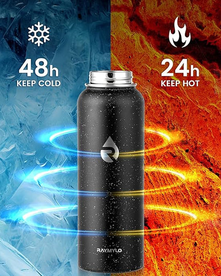 40oz Insulated Water Bottle, Triple Wall Vacuum Stainless Steel Water Bottles - Keeps Cold 48H, Reusable Metal water flask Jug for Gym, Sports, Camping, Hiking,Travel, Starry Sky-Black
