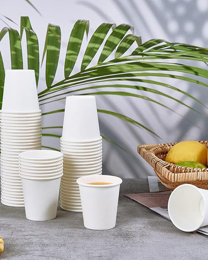 TV TOPVALUE 3 oz Paper Cups 600 Count Disposable Bathroom Mouthwash Espresso White Cups for Party, Picnic, Travel and Events
