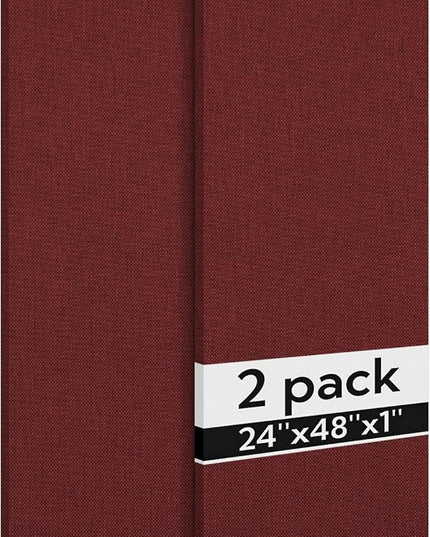 Olanglab Acoustic Panels 2 Pack, 48''x24'' Large Sound Panels, Fabric Wrapped Sound Proof Foam Panels for Walls, Sound Absorbing Panels for Recording Studio Acoustical Treatments (Burgundy)