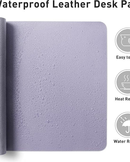 Aothia Leather Desk Pad Protector, Mouse Pad, Office Desk Mat, Non-Slip PU Leather Desk Blotter, Laptop Desk Pad, Waterproof Desk Writing Pad for Office and Home (31.5" x 15.7", Lavender)