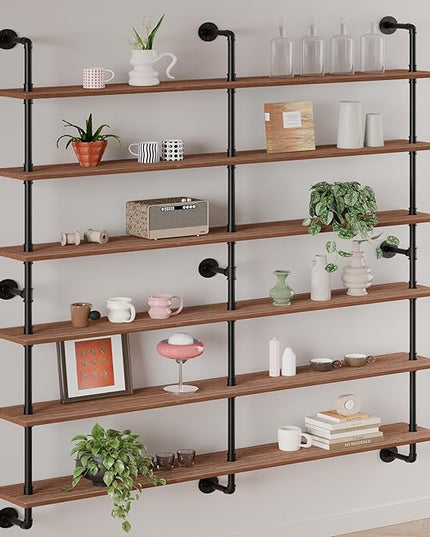 Floating Shelves for Wall Living Room Shelves Bookshelf Industrial Pipe Shelving Shelf Real Wood Planks 60 inch Rustic Wall Shelves Hanging Bookshelves Farmhouse Kitchen Bar Shelving