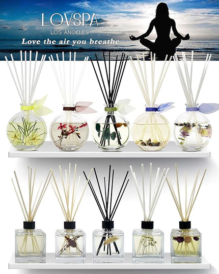 LOVSPA Reed Diffuser Set, Lavender Vanilla Scented Oil Diffuser with Sticks, Home Fragrance Accessories for Bathroom Shelf Decor, Aroma Diffusers for Home or Office Desk, USA Made
