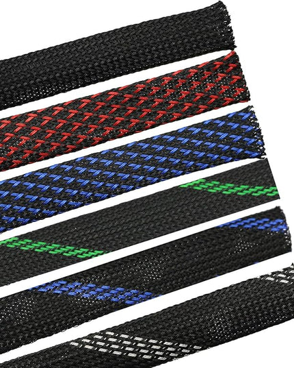 30ft PET Expandable Sleeving Wire Cable Sleeve (2/5", Silver&Black)