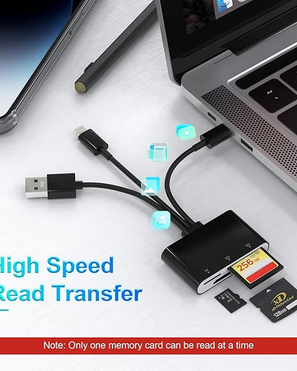 XD Card Reader, SD Card Reader for iPhone, 3 in 1 SD/TF/XD Memory Card Reader Adapter for Lightning/USB C/USB A Device, XD Picture Card Adapter iPhone 17/16/15/14, iPad, MacBook, Android, Camera & PC