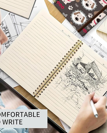 Cute Spiral Journal Notebook,A5 Hardcover Lined Journals for Women Girl 6 x 8.3 in,120 Pages Thick Paper,Cute College Ruled Writing Notebook for Gifts Office Work School (Cute puppy Dog)