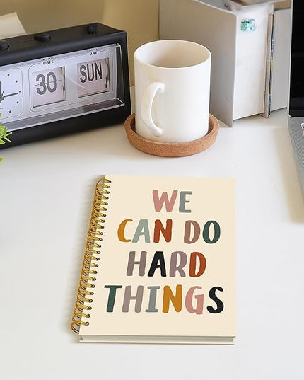We Can Do Hard Things Inspirational Spiral Notebook, Positive Affirmation Gifts, Affirmation Journal, Boho Motivational Journal Notebook, 5.5x8.3 Inch