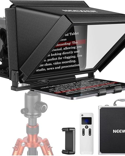 NEEWER X12 14 inch Aluminum Alloy Teleprompter for iPad Tablet Smartphone DSLR Cameras with Remote Control, Carry Case, APP Compatible with iOS/Android for Online Teaching/Vlogger/Live Streaming