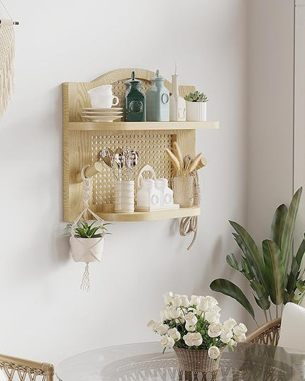 Rattan Wall Shelf Set of 2, Boho Natural Wicker Shelf for Wall with Wood Hook, Nursery Floating Shelves Wall Mounted Rustic Farmhouse Floating Shelf for Decor Storage
