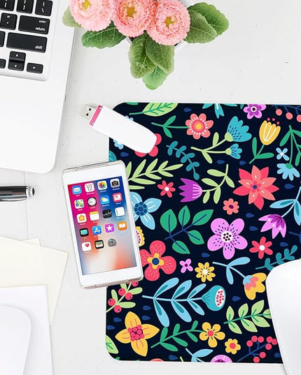 Flower Square Mouse Pad,Non-Slip Rubber Base Mouse Pad,Home Office Decoration Desktop Accessory,Laptop Mouse Pad for Office Laptops,9.4x7.8x0.12inch 9
