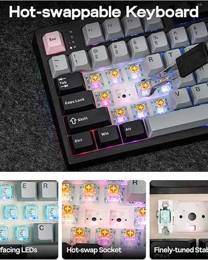 EPOMAKER TH108 PRO Full Size Mechanical Keyboard with Screen & Knob, Wireless Gaming Keyboard with 10000mAh, Creamy Gasket, Hot Swap, Custom Driver, RGB Backlight (Black, Creamy Jade)