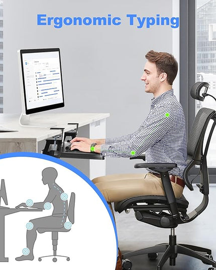 Keyboard Tray Under Desk Large C-Clamp 25.6” (30” Including Clamps) x 11.8” Slide-Out Platform Computer Drawer Pull Out Keyboard & Mouse Tray Black DSF4