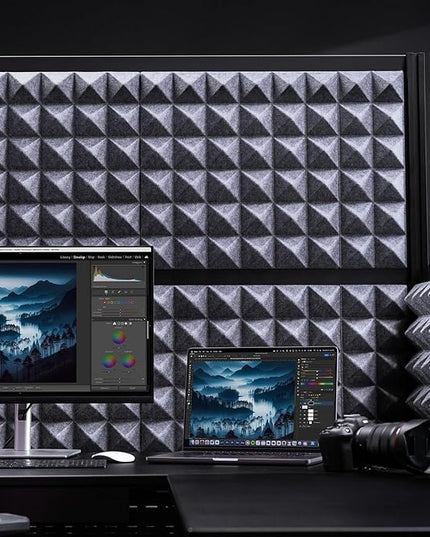 Stand Up Desk Store Studio Modular Wall and Sound Absorbing Room Divider | Sound Dampening Acoustic Panels for Office Cubicle | Noise Reduction and Noise Canceling Office Partition (70'' x 70'')