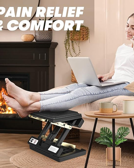 Foot Rest for Under Desk at Work,Height Adjustable Footrest with Massage Roller and Soft Pad,Foldable, Ergonomic fits Office,Home,Travel,Sturdy Metal Frame(Black)