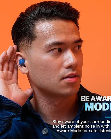 JLab Go Air Pop+ True Wireless Earbuds, in Ear Headphones, Bluetooth Earphones, 35H Playtime Ear Buds, Bluetooth Earbuds with Microphone, USB-C Charging Case, Dual Connect, EQ3 Sound, Navy Blue