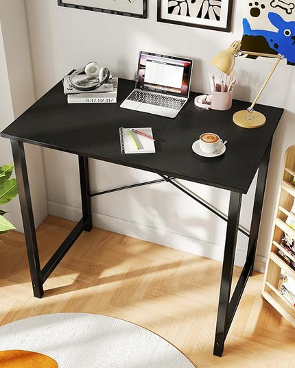 DUMOS 32 Inch Office Small Computer Desk Modern Simple Style Writing Study Work Table for Home Bedroom - Wood Black